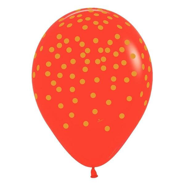 Betallic 11 in. Gold Confetti on Red Latex Balloons 89744